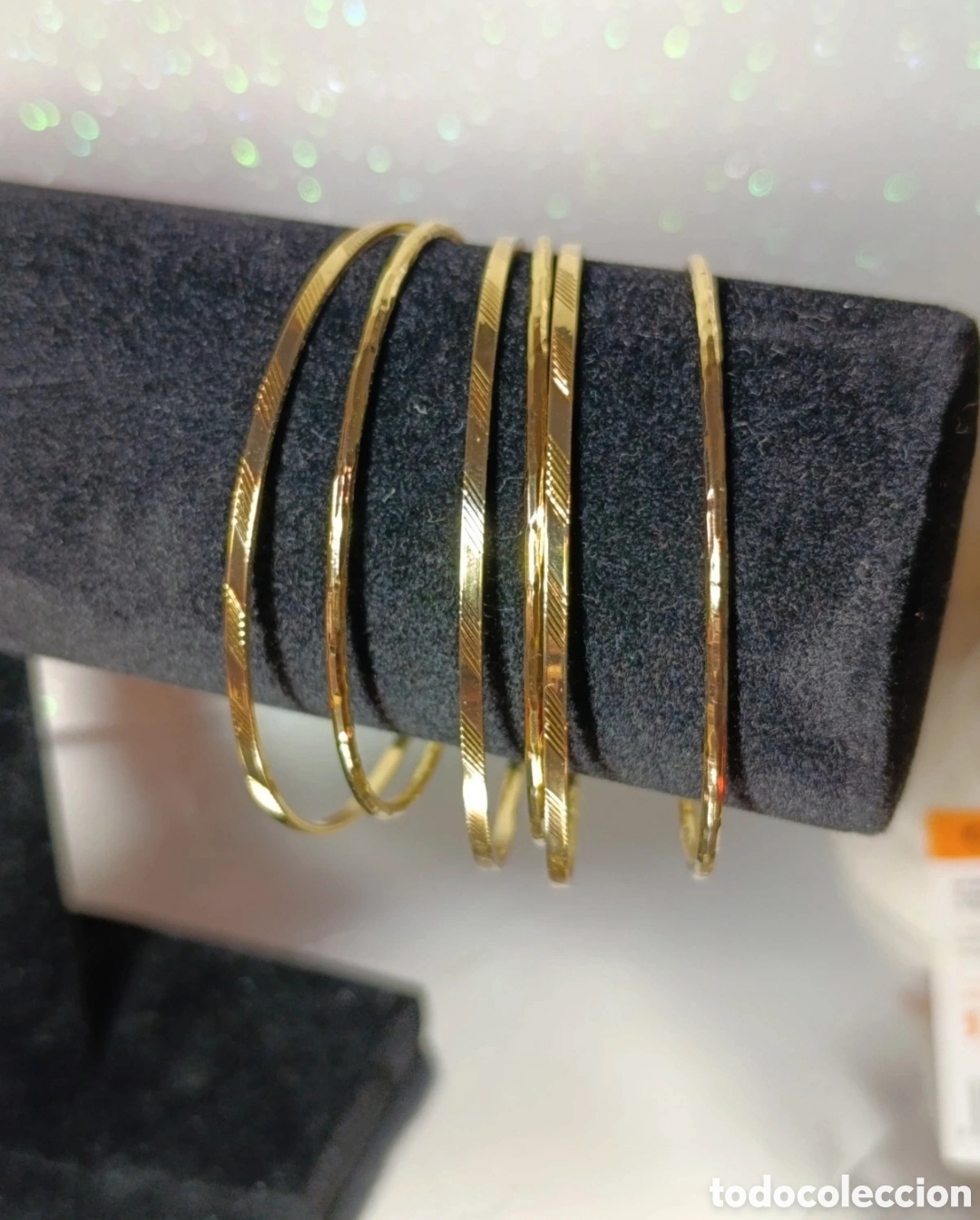 Joyeria: Lote de 6 pulseras finas de acero dorado