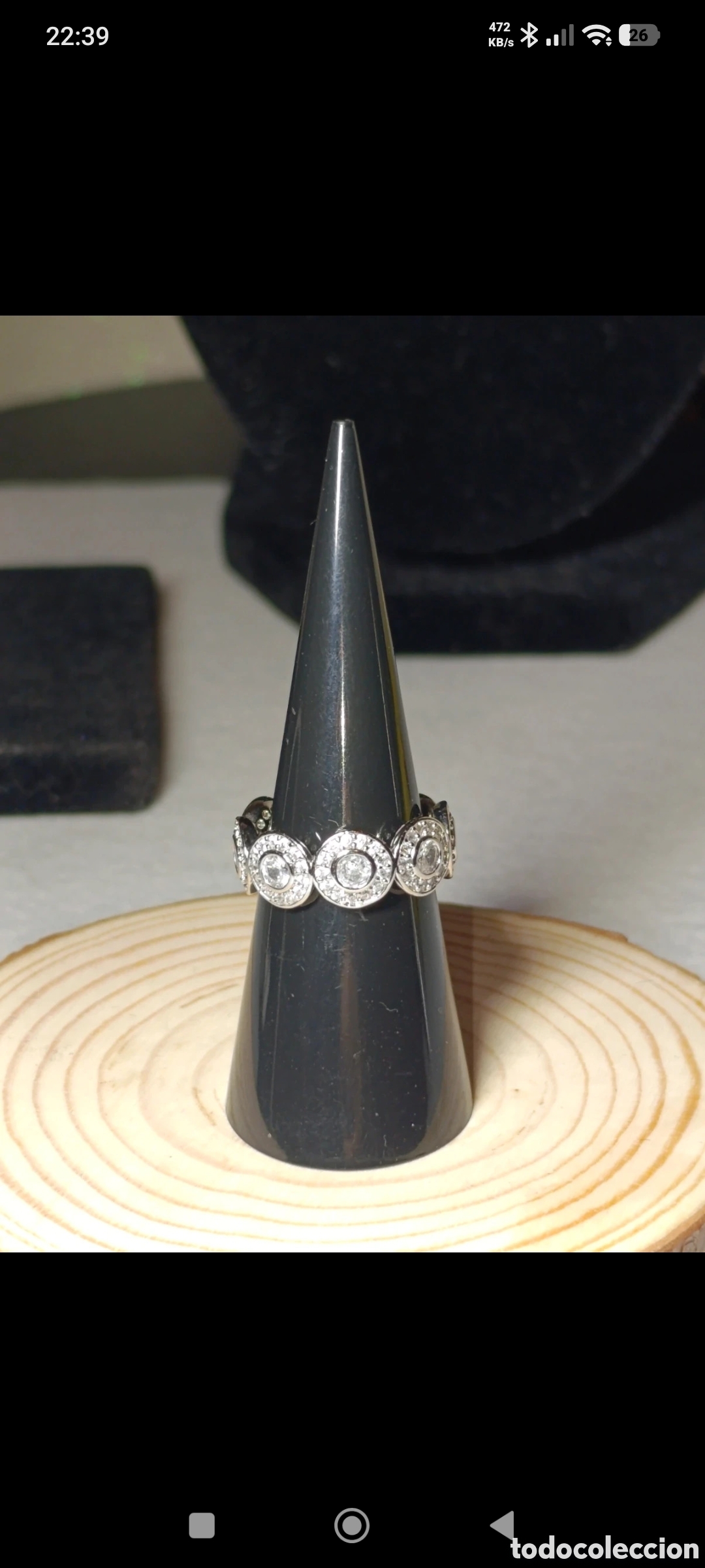 Joyeria: Anillo abierto ba&ntilde;o oro blanco y circonitas talla 7