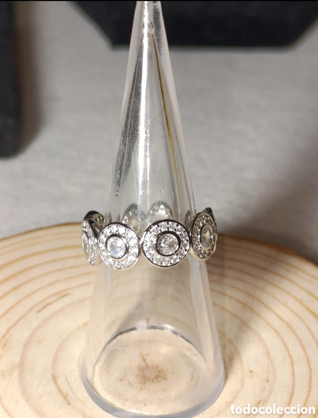 Joyeria: Anillo abierto ba&ntilde;o oro blanco y circonitas talla 7