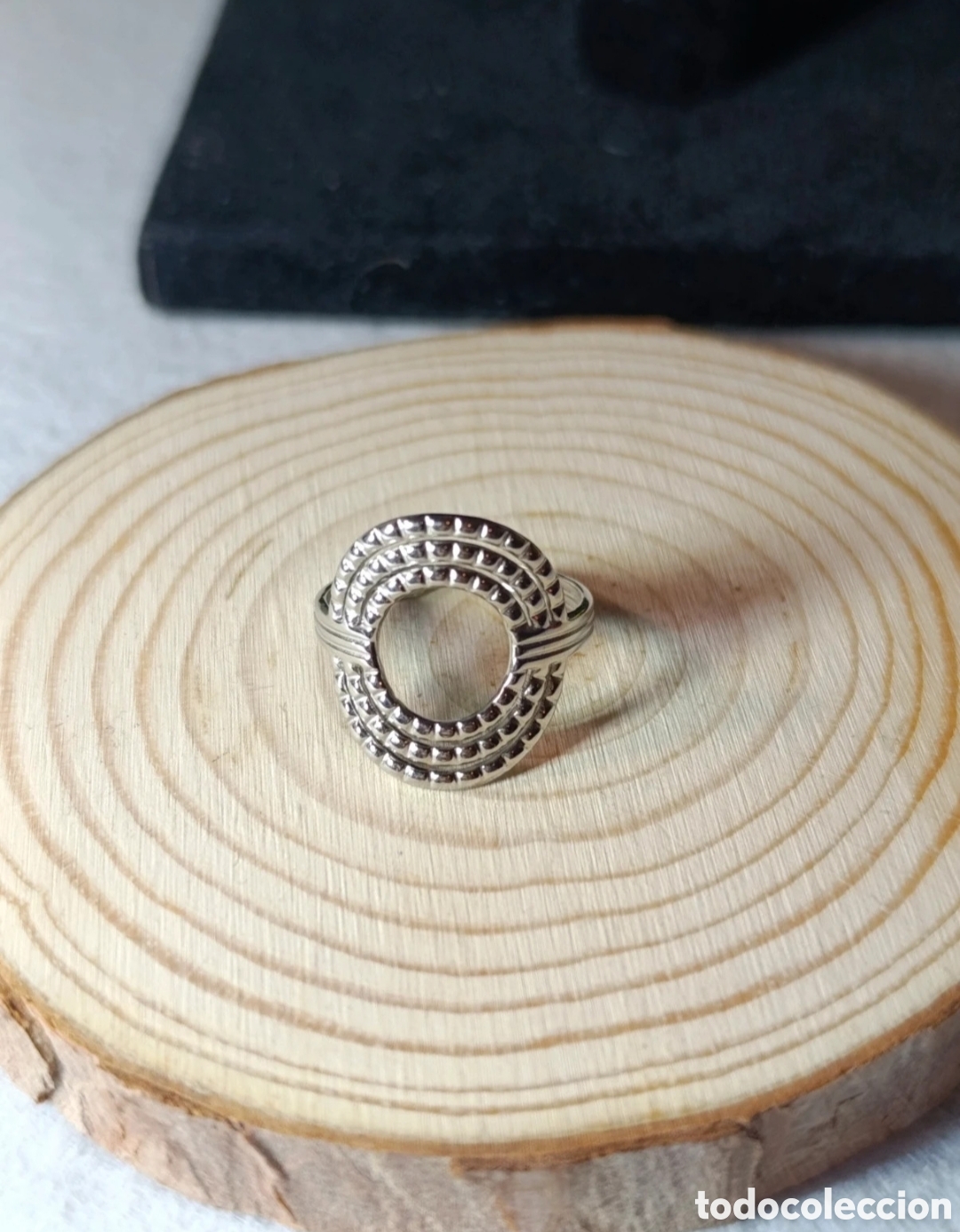 Joyeria: Anillo ajustable acero plateado dise&ntilde;o geometrico talla 8