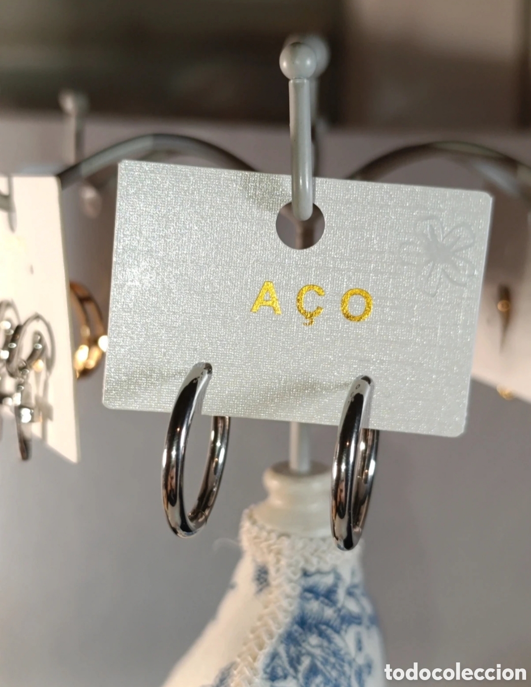 Joyeria: Pendientes aro acero plateado. A&ccedil;o