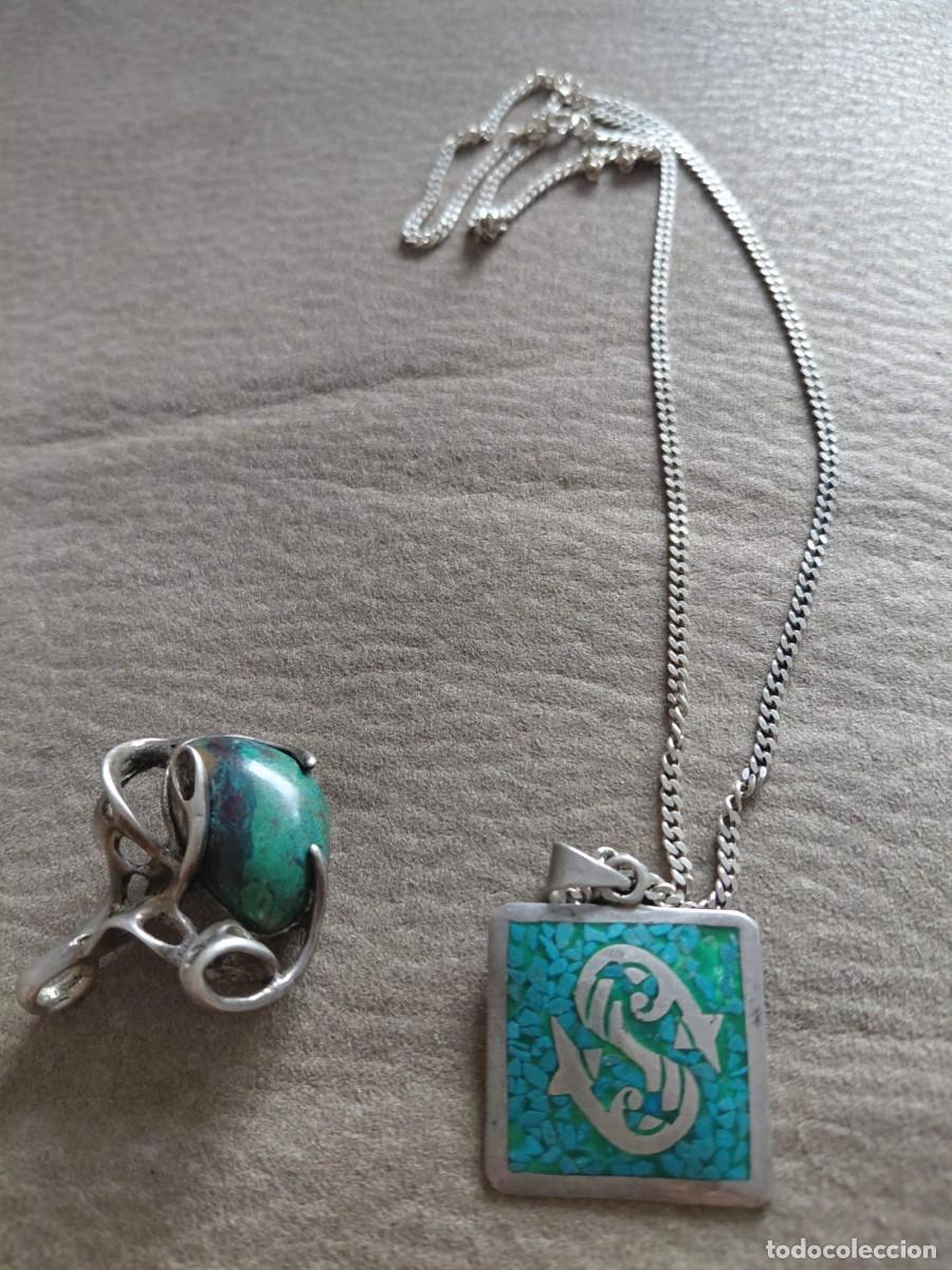 Joyeria: Lote 2 joyas vintage TAXCO M&eacute;xico &ndash; Plata 925 &ndash; Turquesa / piedra natural &ndash; a&ntilde;os 60-80