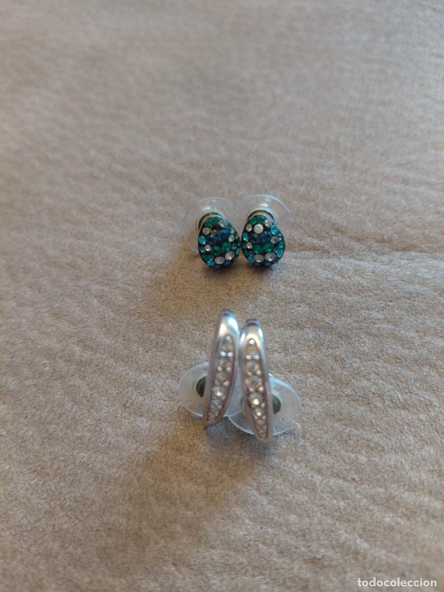 Joyeria: 2 pares pendientes SWAROVSKI vintage &ndash; Cristales pav&eacute; multicolor y transparentes &ndash; Caja original