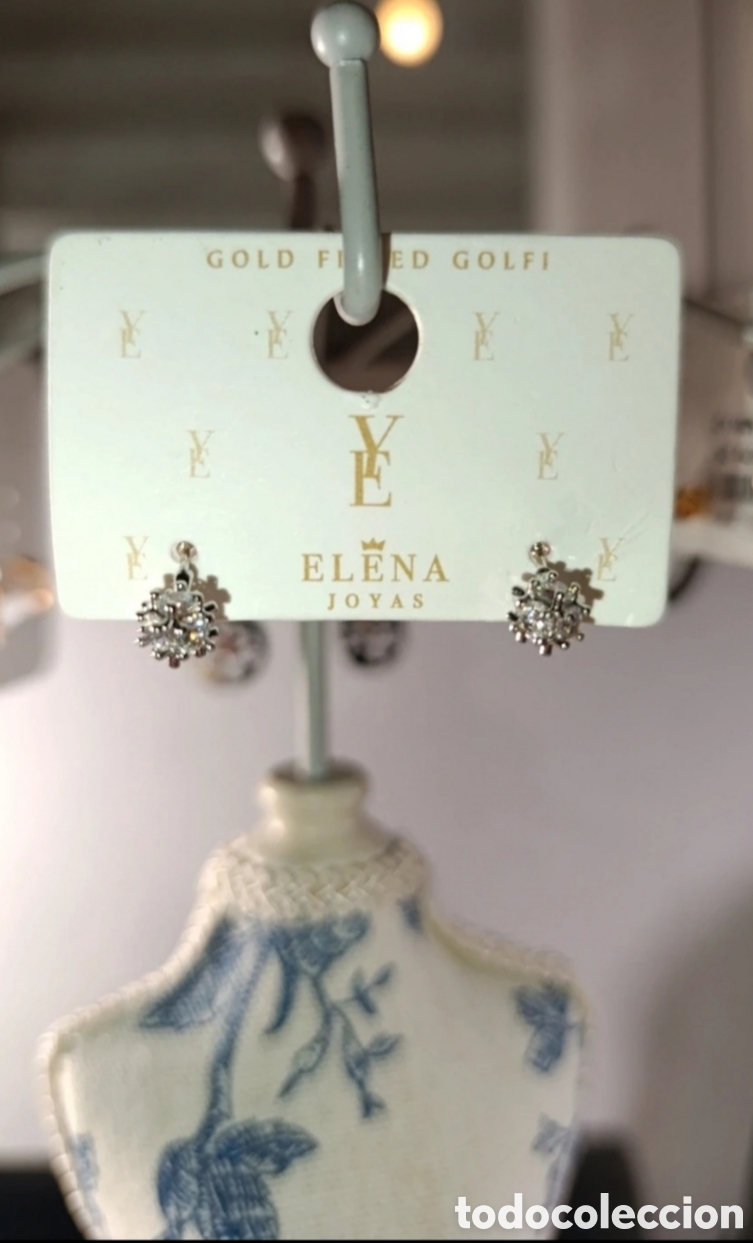 Joyeria: Pendientes oro blanco laminado y circonitas. Elena Joyas