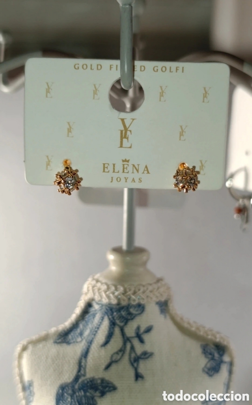 Joyeria: Pendientes oro laminado y circonitas. Elena Joyas