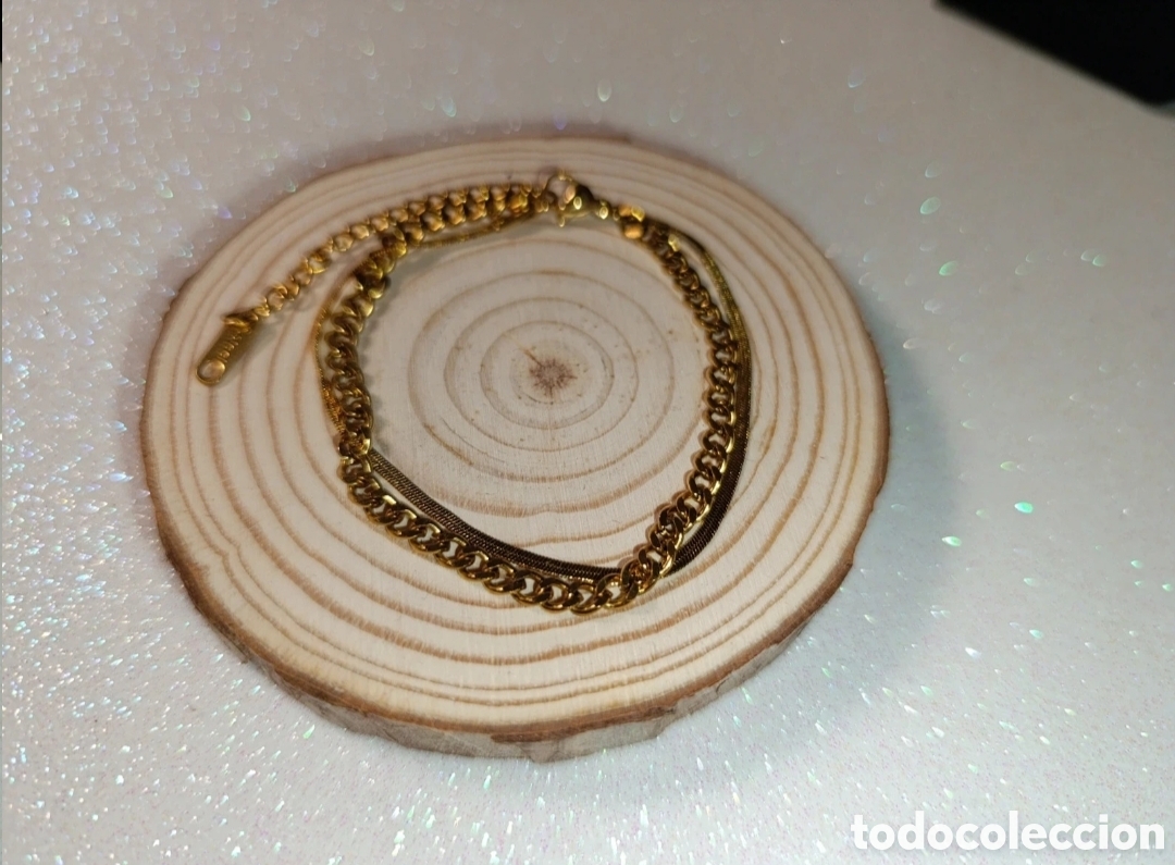 Joyeria: Pulsera doble acero dorado 22cms - Foto 3