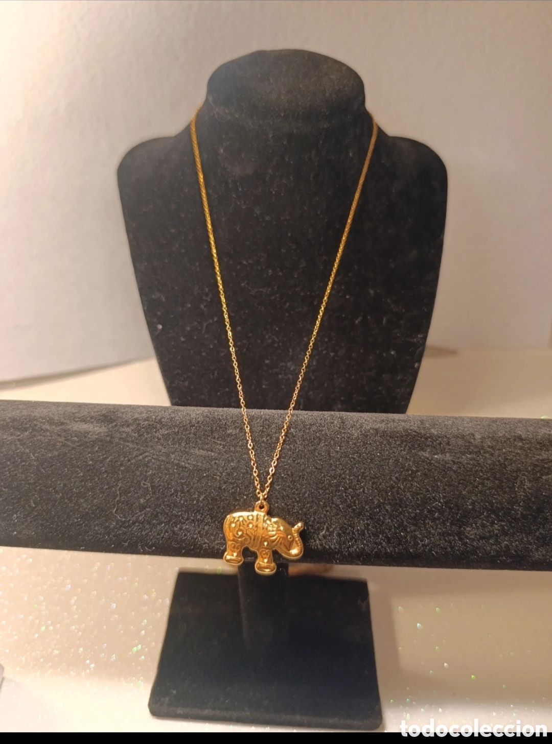Gioielleria: Collar acero dorado Elefante Asi&aacute;tico 51 cms
