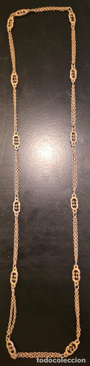 Joyeria: Collar largo vintage de doble cadena con eslabones ovalados calados &ndash; 32 cm