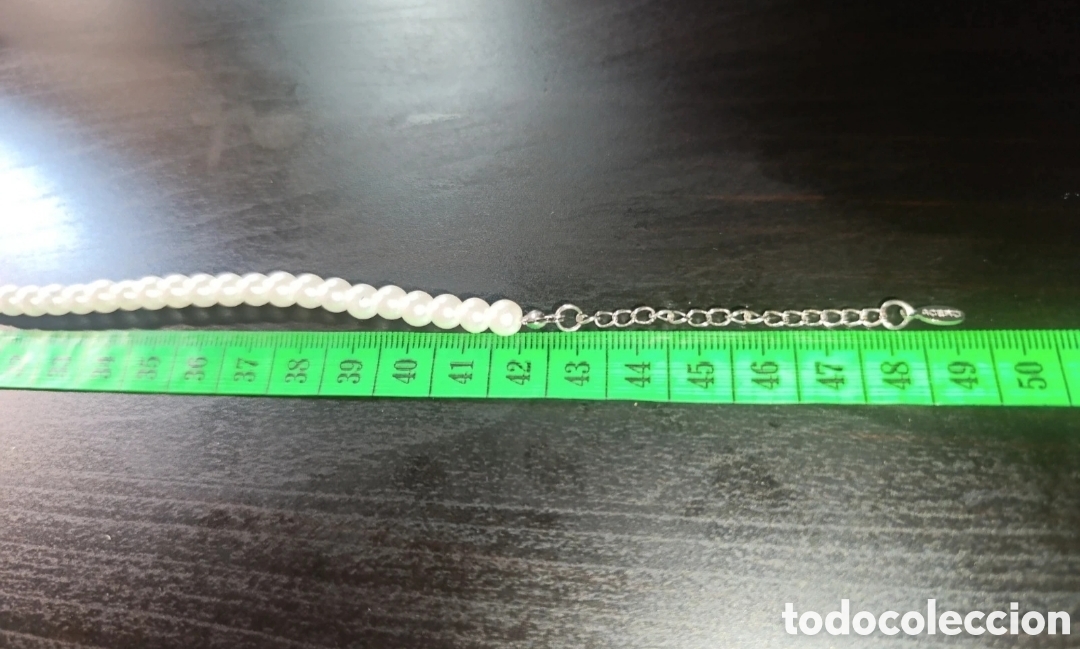Joyeria: Collar perlas sinteticas y corazon plateado Lina. 48 cms - Foto 5
