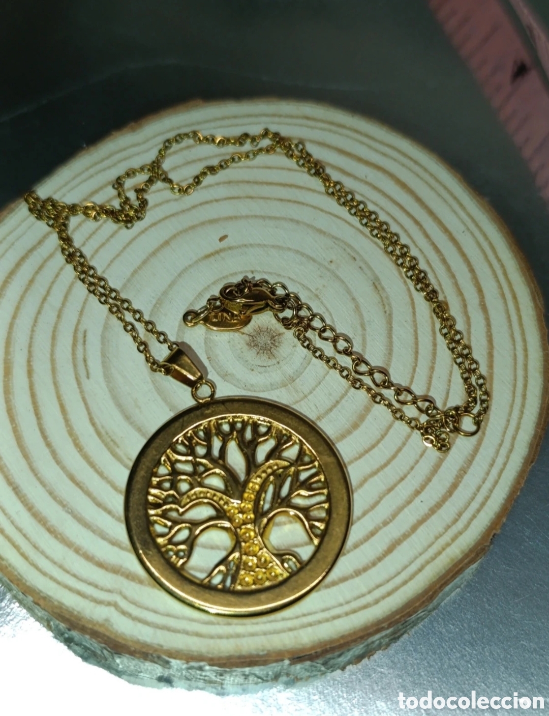 Joyeria: Collar acero dorado Arbol de la Vida. 46cms