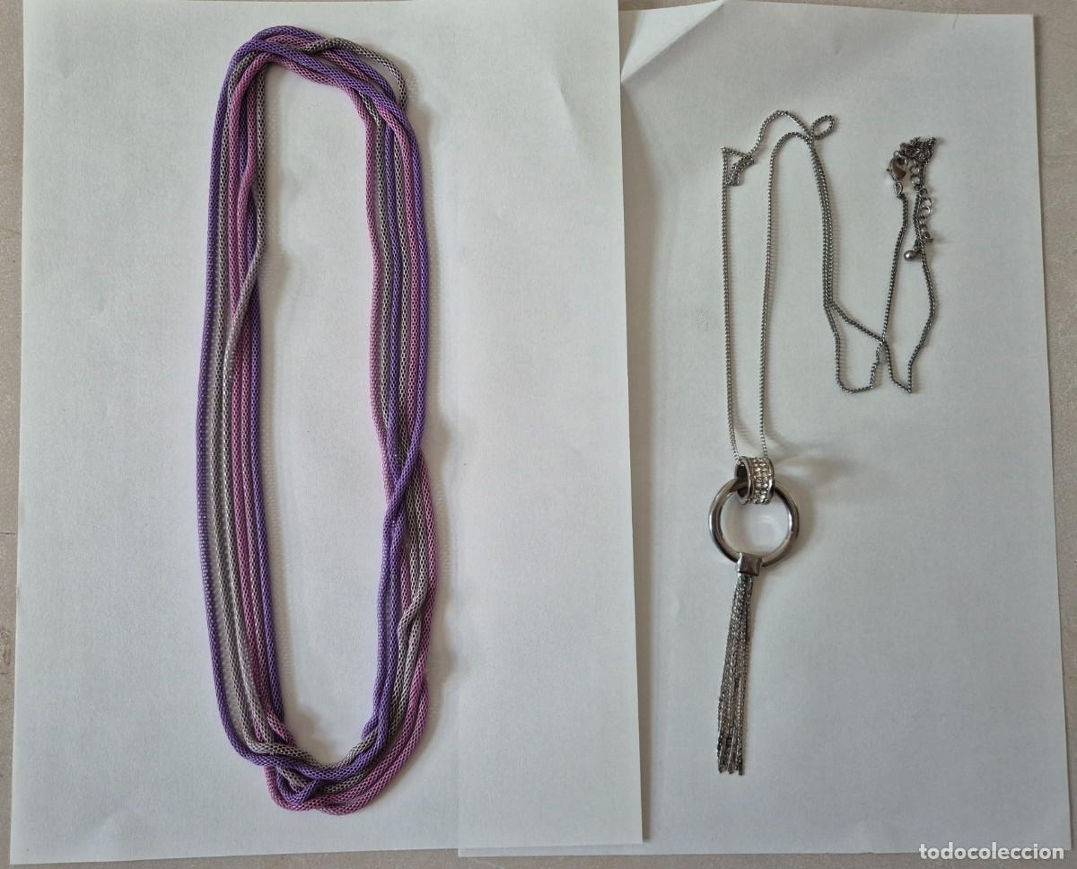 Joyeria: Collar Morado Gris y Rosa y Collar Plateado