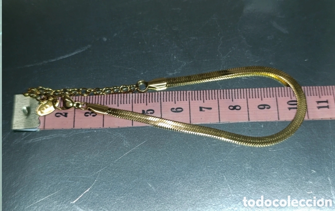 Joyeria: Pulsera acero dorado dise&ntilde;o espigas 20 cms - Foto 5