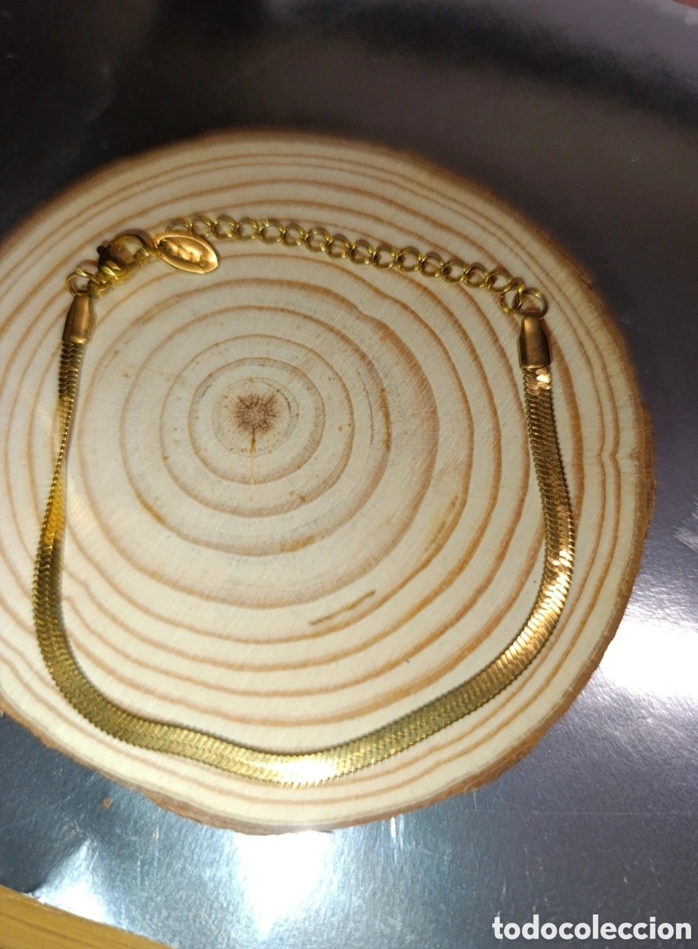 Joyeria: Pulsera acero dorado dise&ntilde;o espigas 10 cms