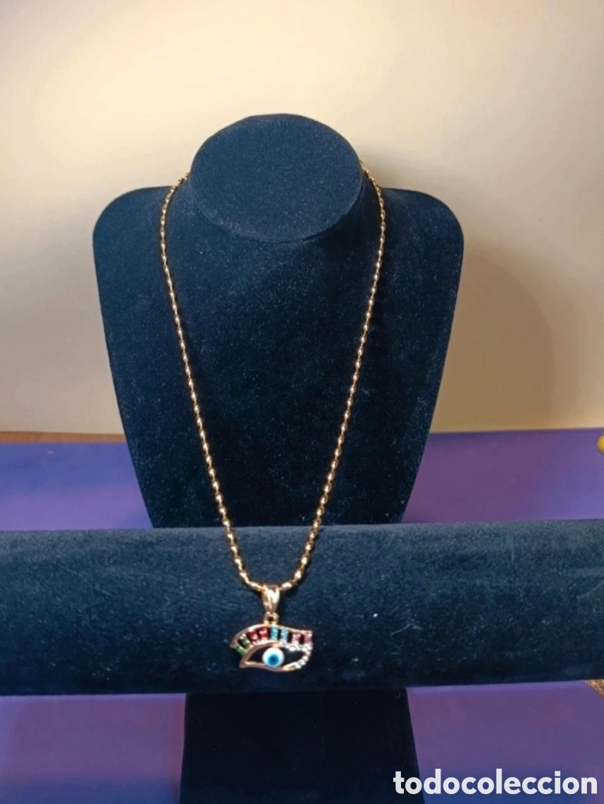 Joyeria: Collar oro laminado y circonitas multicolor 49 cms - Foto 4