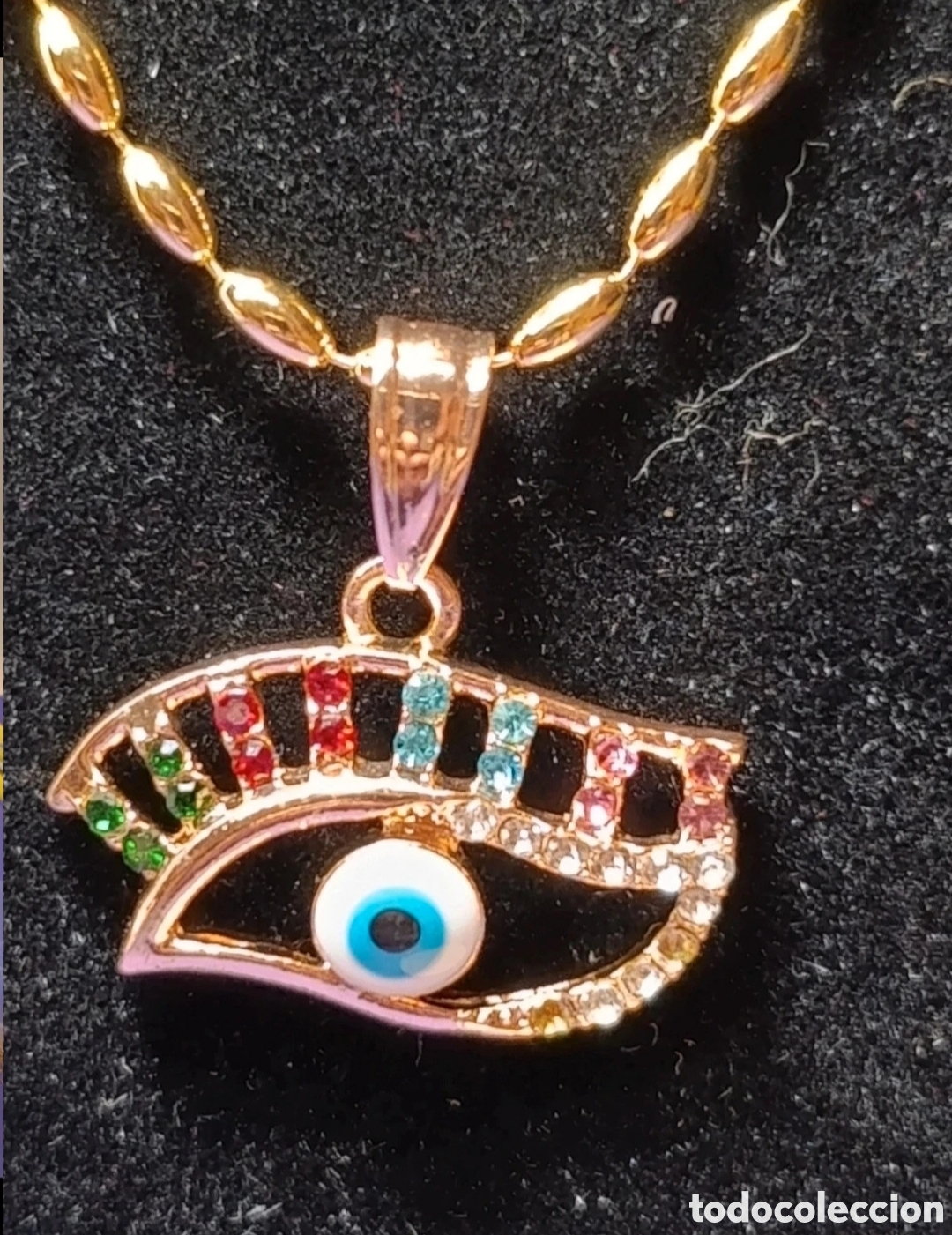 Joyeria: Collar oro laminado y circonitas multicolor 49 cms - Foto 5