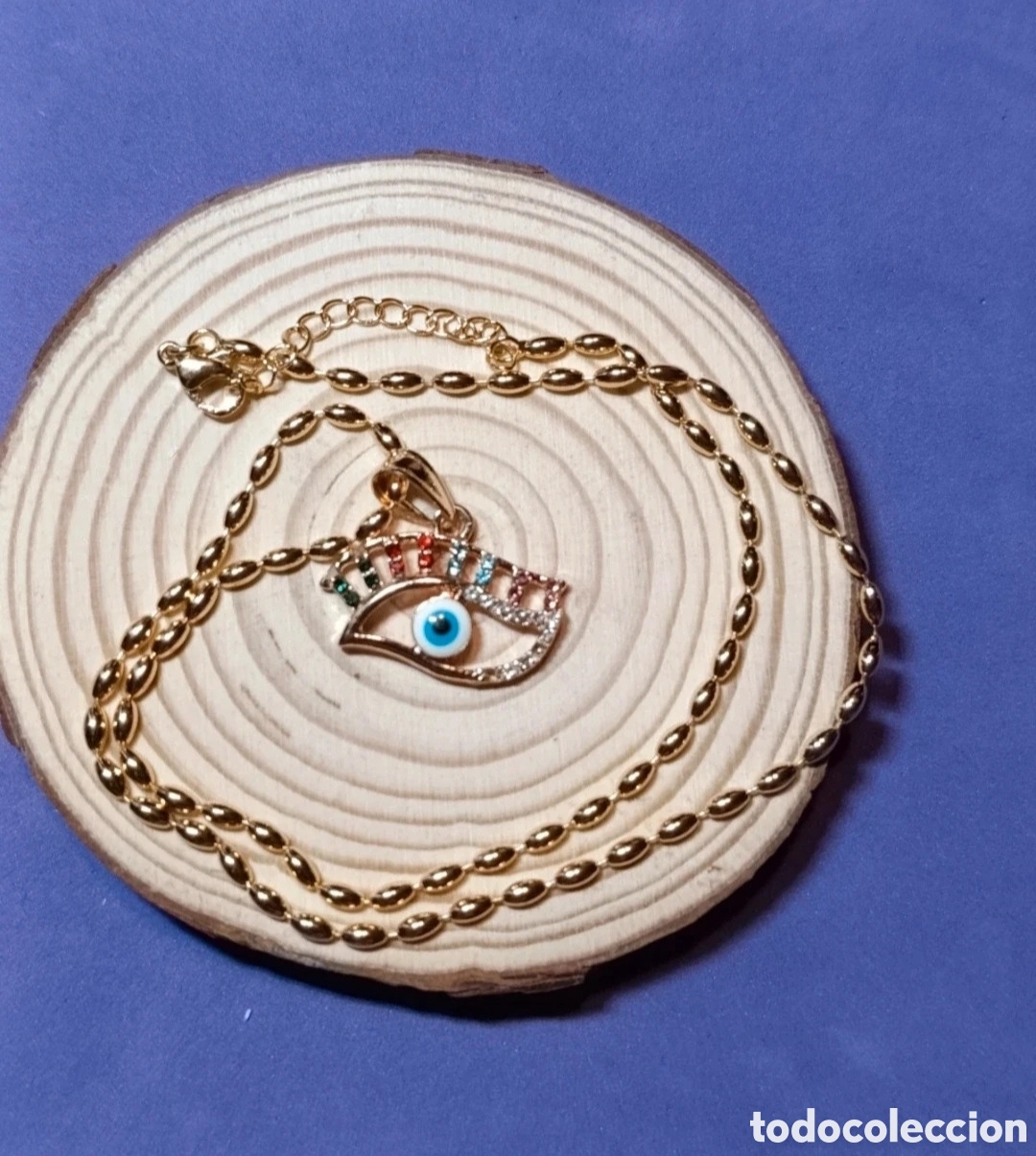 Joalharia: Collar oro laminado y circonitas multicolor 49 cms