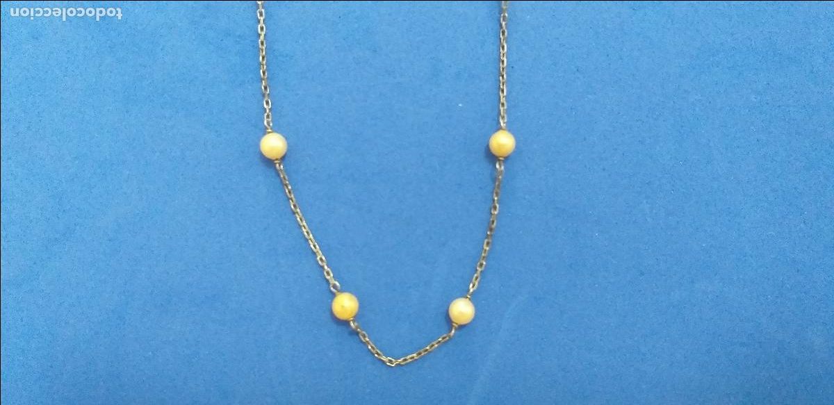 Joyeria: Cadena antigua. Plateada. Peque&ntilde;as perlas blancas de imitaci&oacute;n