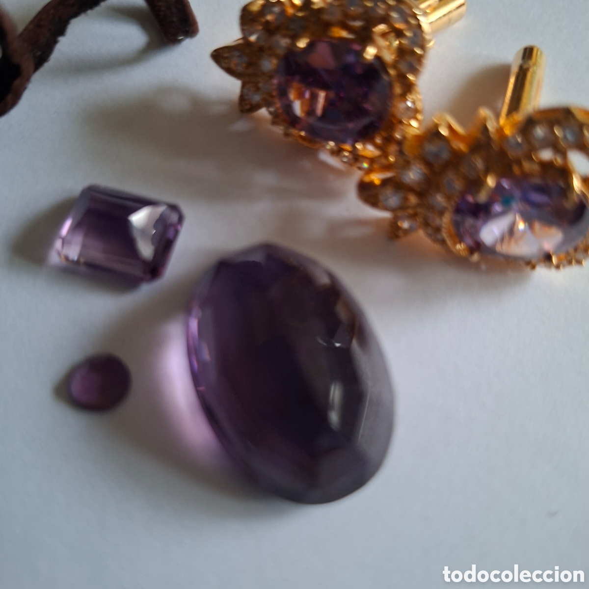 Joyeria: Elegantes Gemelos Vintage y Lote de Gemas Amatista - Joyer&iacute;a Santos Stones (Brasil) con Bolsa Origin
