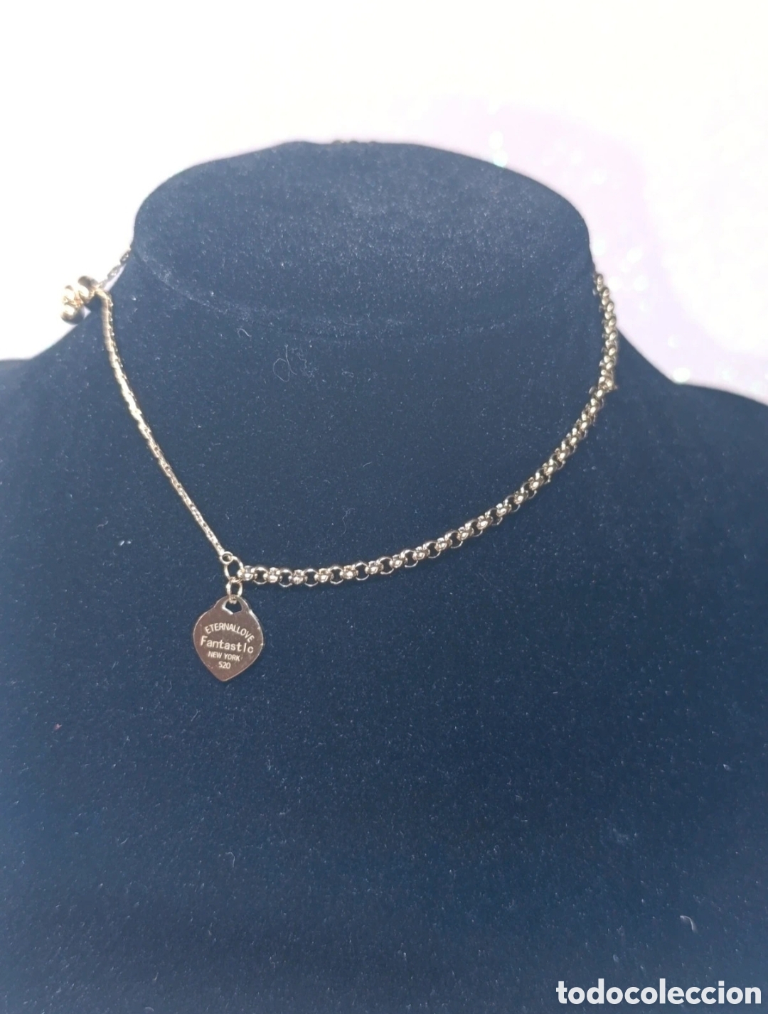 Joyeria: Pulsera acero dorado corazon 15 cms