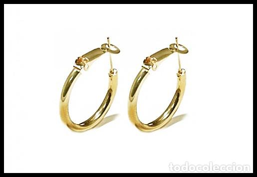 Joyeria: Pendientes de aro color oro, di&aacute;metro 2.5 cm, A&ntilde;os 90's, Nuevos