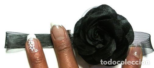 Joyeria: Gargantilla negra con flor, A&ntilde;o 2000, Nuevo - Foto 3