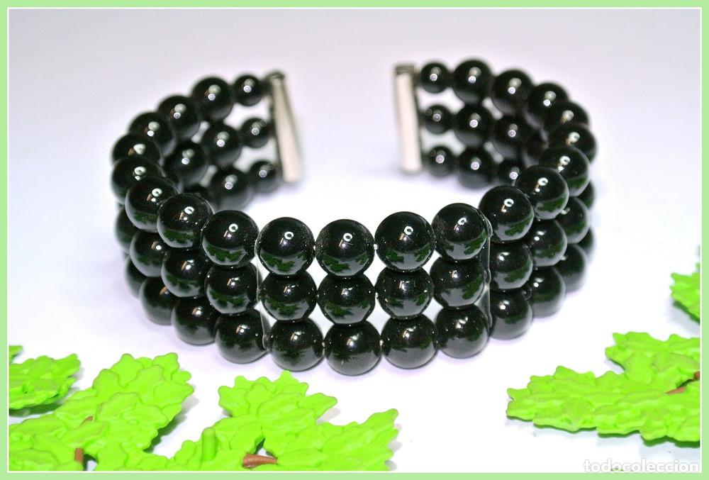 Joyeria: Brazalete de 3 lineas perla color negro, A&ntilde;o 2000, Nuevo