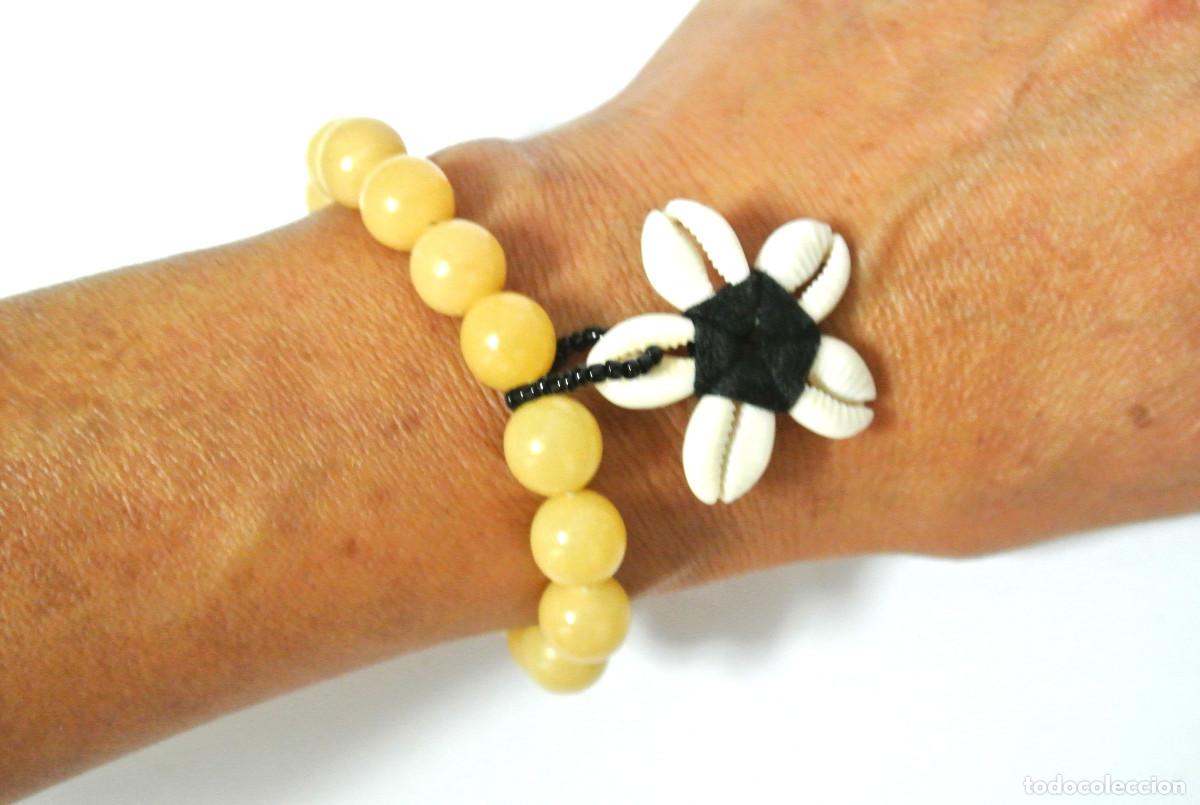 Joyeria: Pulsera bohemia mexicana con flor de caracolas, el&aacute;stica, antial&eacute;rgica, a&ntilde;o 2000, Nueva