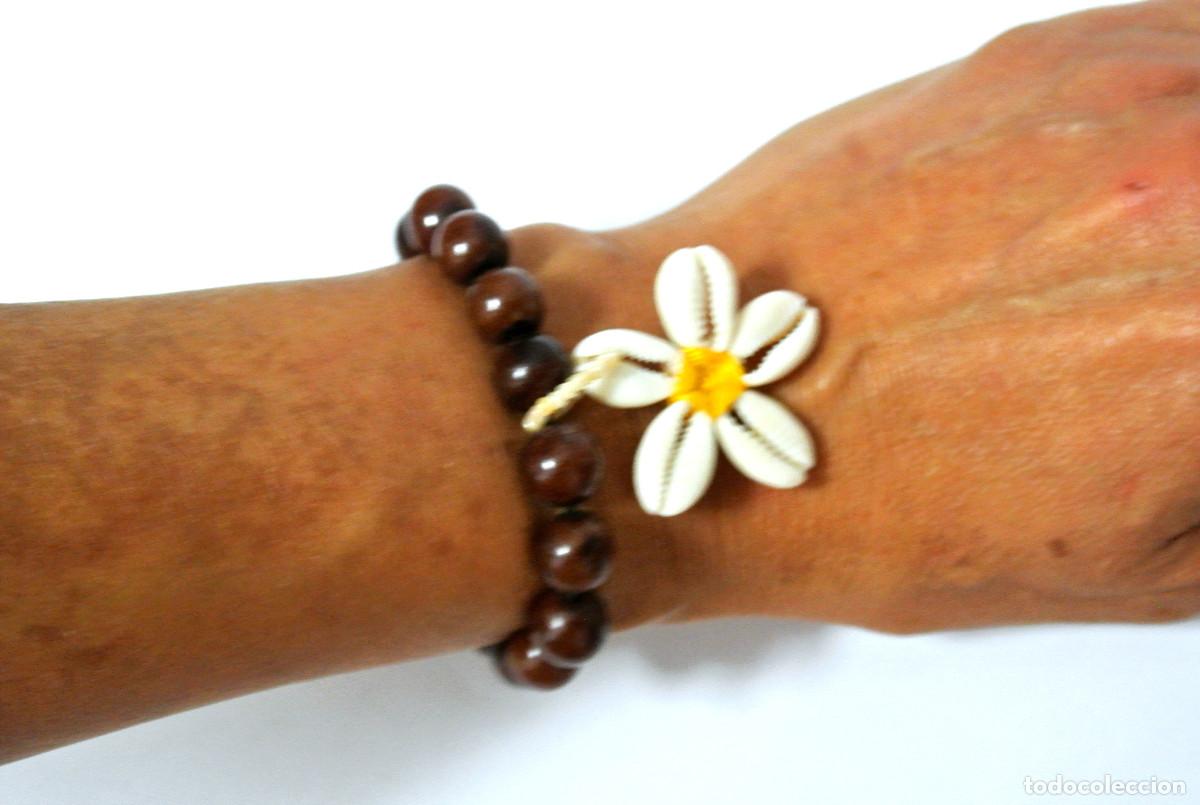 Joyeria: Pulsera bohemia mexicana con flor de caracolas, el&aacute;stica, antial&eacute;rgica, a&ntilde;o 2000, Nueva