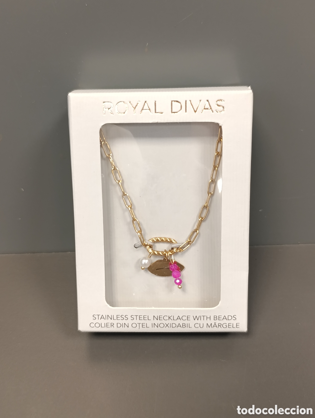 Joyeria: Collar acero dorado Royal Divas abalorios 49 cms