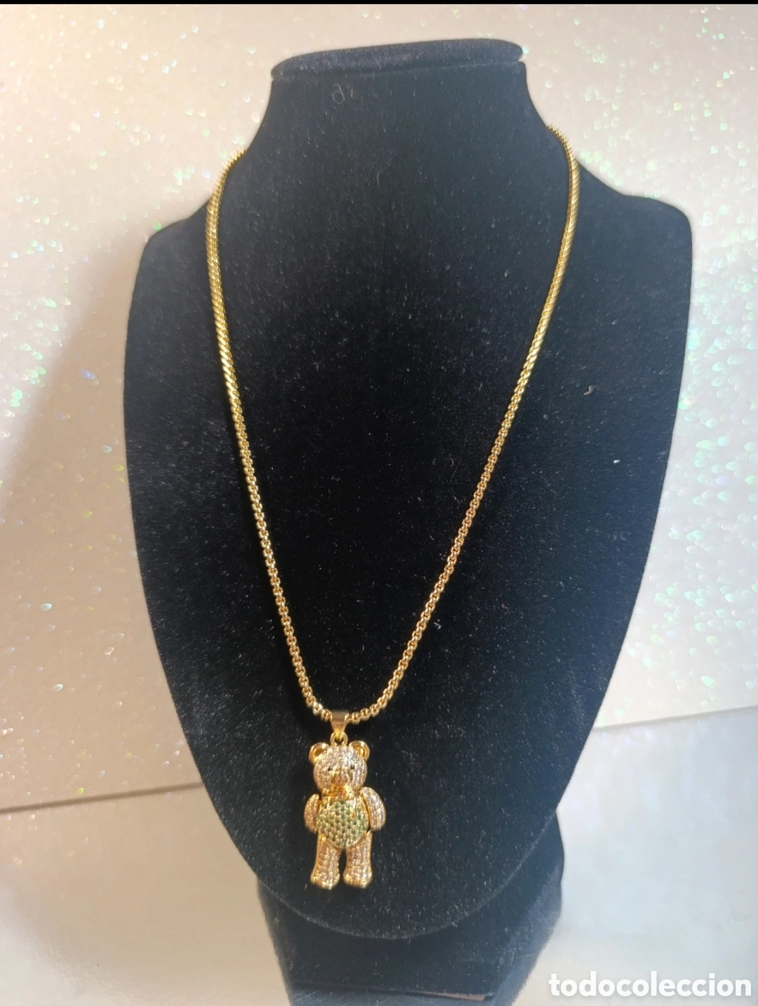 Joyeria: Collar oro laminado y circonitas Oso Xuping 49 cms