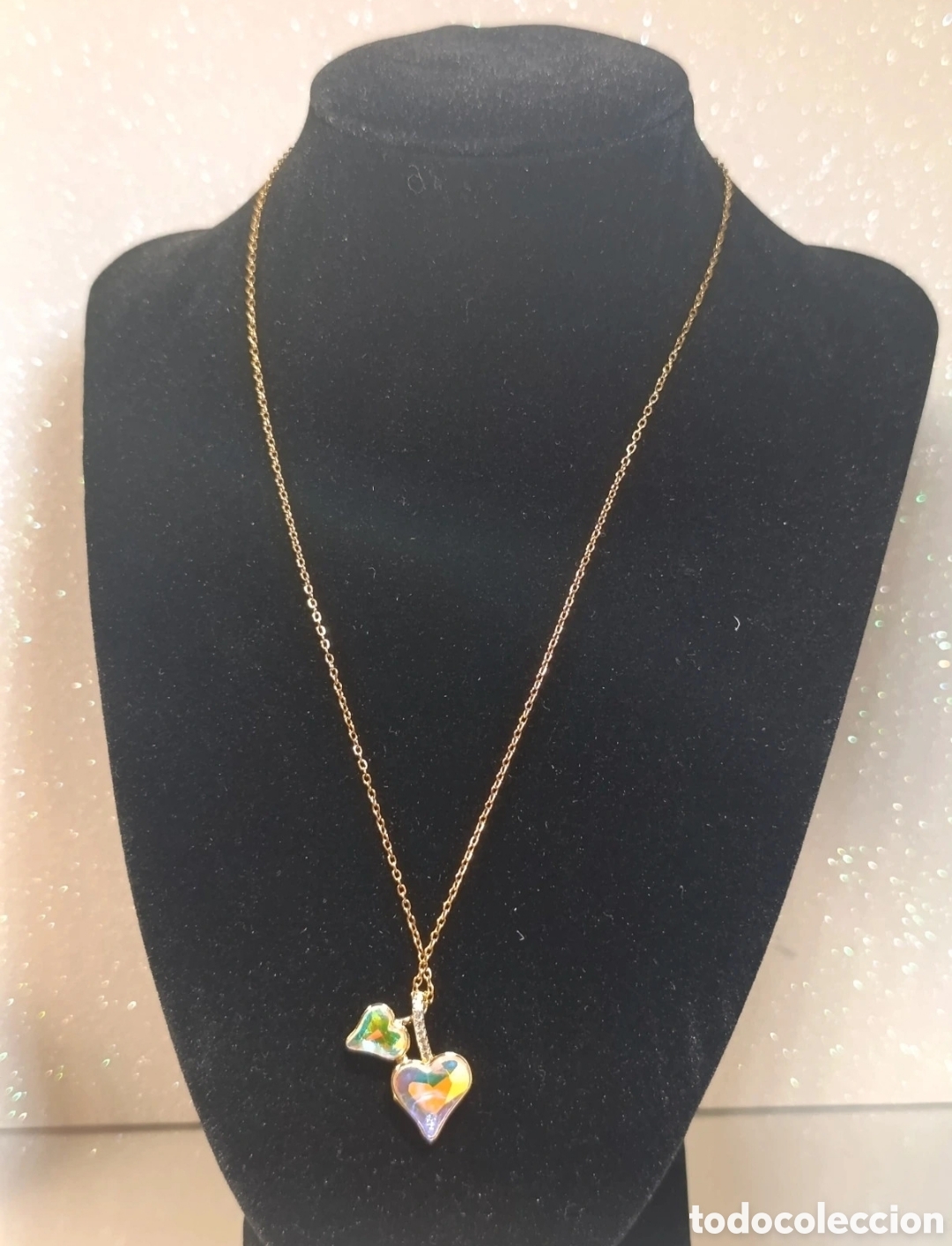 Joyeria: Collar acero dorado Dos Corazones 47 cms - Foto 2