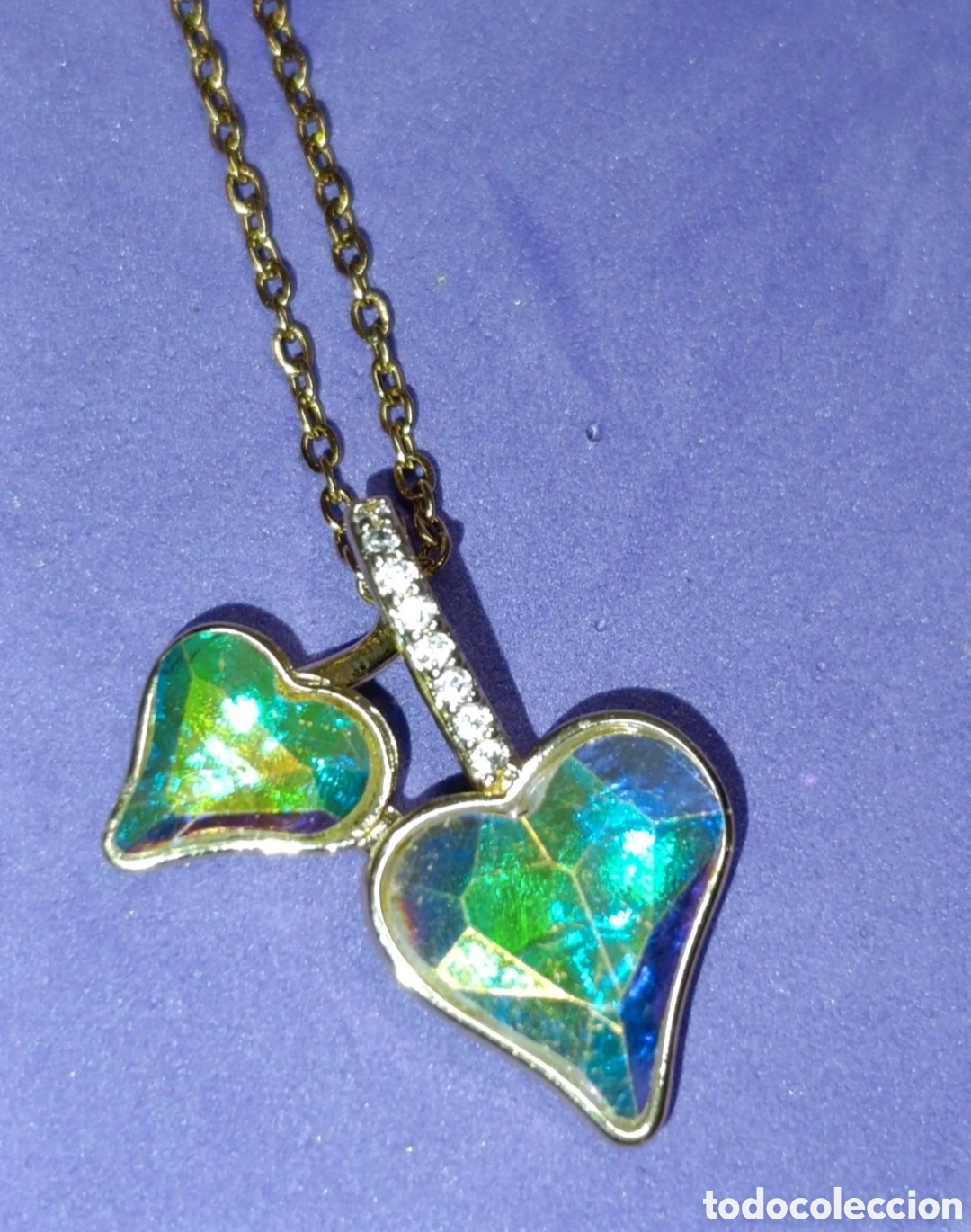 Joyeria: Collar acero dorado Dos Corazones 47 cms - Foto 3