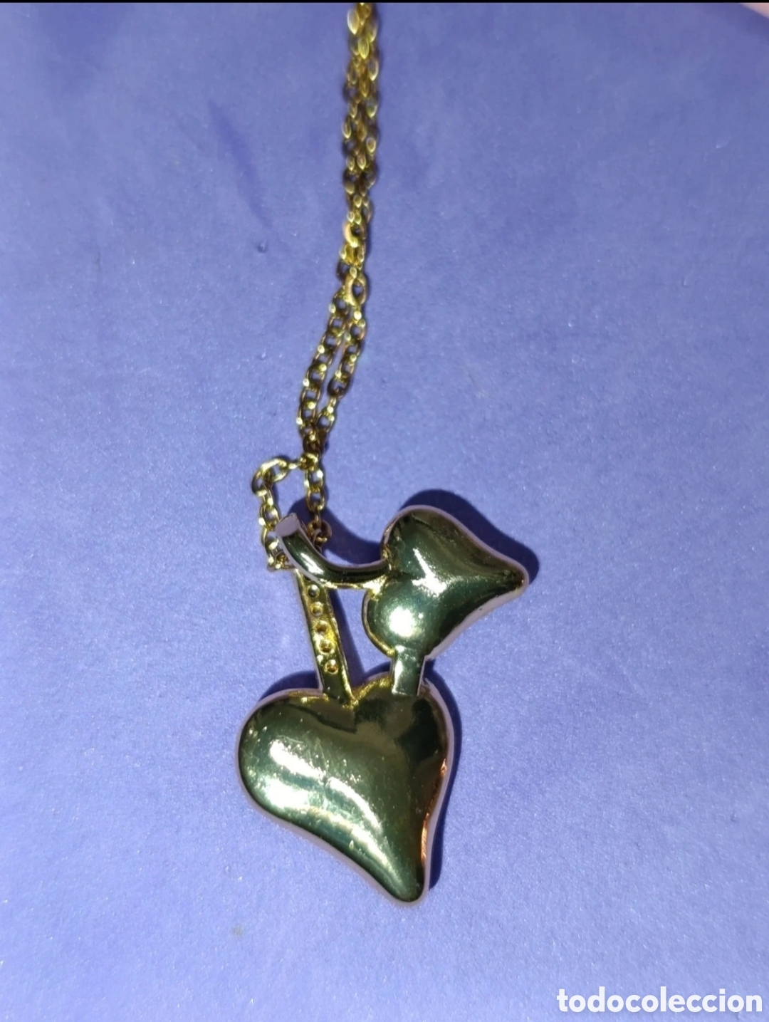 Joyeria: Collar acero dorado Dos Corazones 47 cms - Foto 5