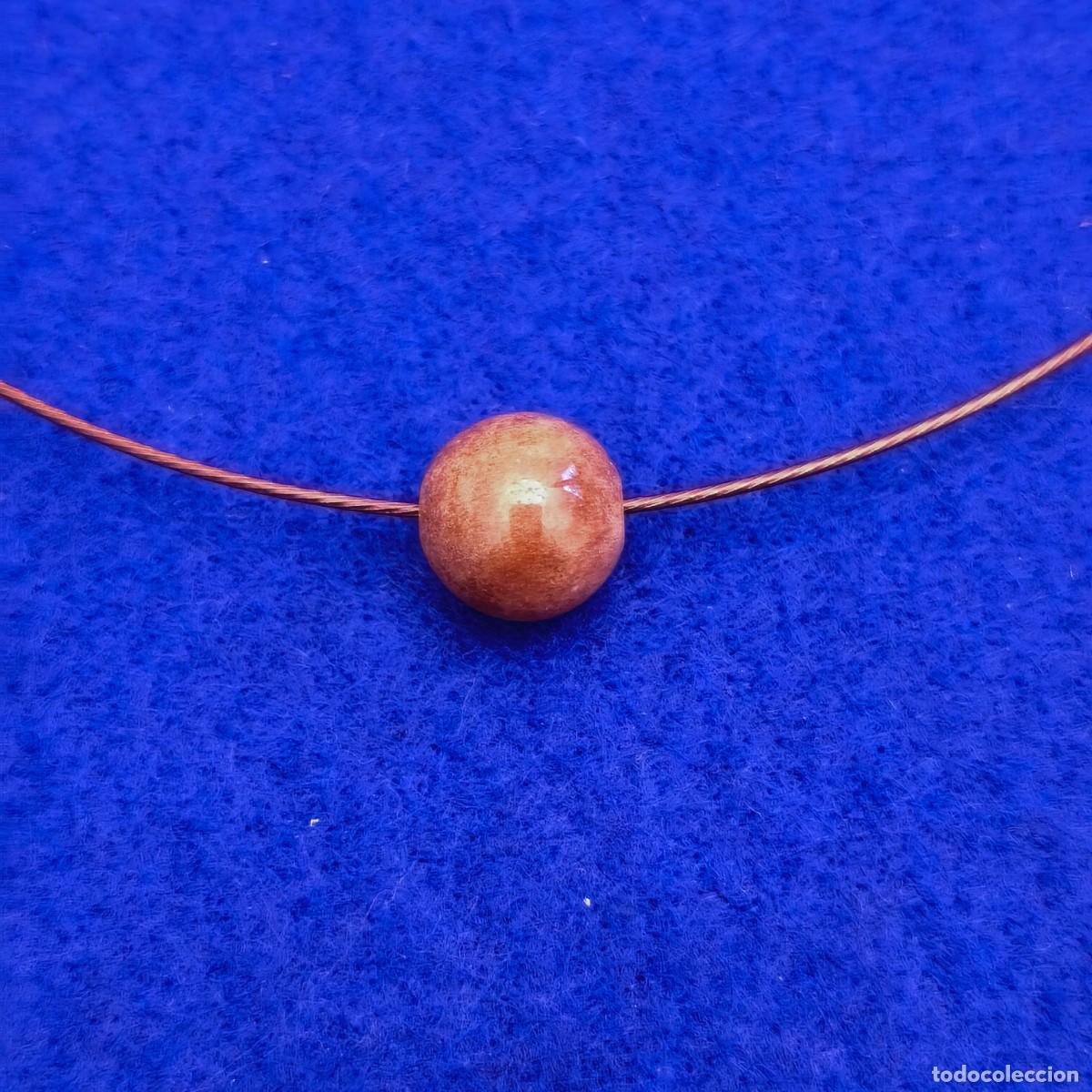 Jewelry: GARGANTILLA JADE MARRON DE BOLA 12 MM Y ACERO 45 CMS. CIERRE DE ROSCA