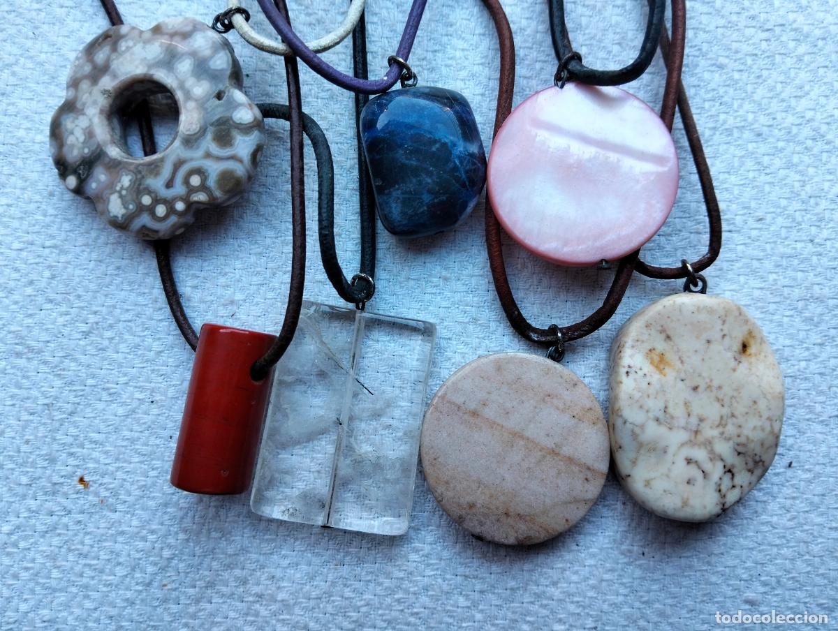 Jewelry: Lote collares colgantes vintage de piedra mineral natural de colores bisuter&iacute;a