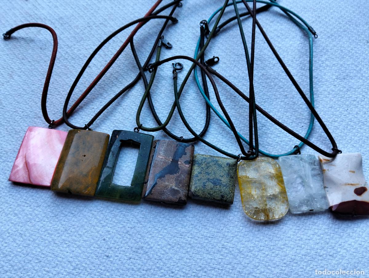 Joalharia: Lote collares colgantes vintage de piedra mineral natural de colores bisuter&iacute;a