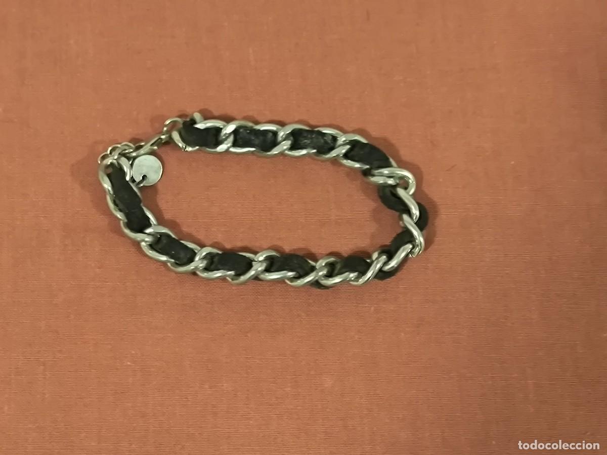 Joaillerie: Pulsera De Cadena Plateada Entrelazada Con Cuero Negro &ndash; Bisuter&iacute;a De Mujer Estilo Chain