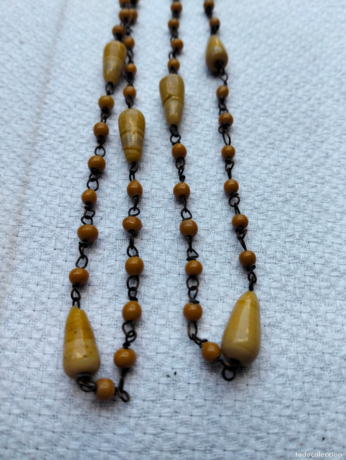 Schmuck: Collar vintage antiguo cuentas y perlitas amarillo mostaza piedra mineral antigua bisuter&iacute;a a&ntilde;os 50