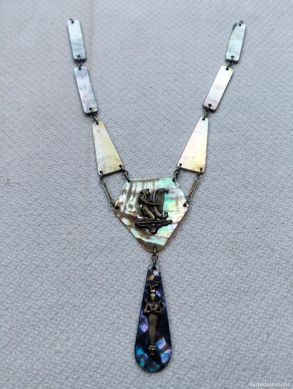 Schmuck: Collar vintage colgante egipcio nacarado n&aacute;car osiris dioses para arreglo bisuter&iacute;a a&ntilde;os 30-40