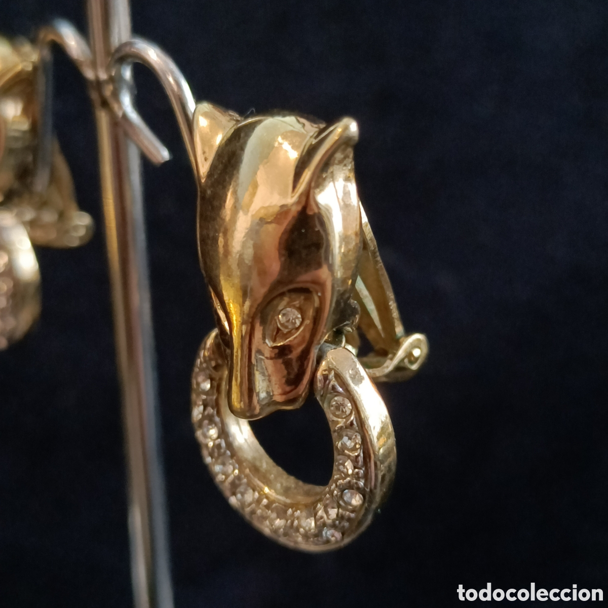 Joyeria: Pendientes con cabeza de pantera. Vintage. - Foto 2