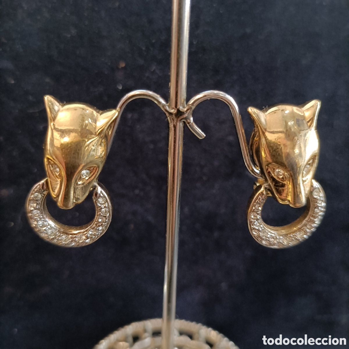 Joyeria: Pendientes con cabeza de pantera. Vintage.