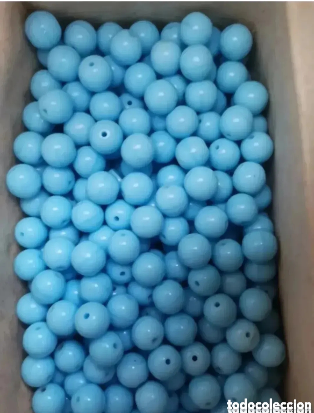 Joyeria: Antiguo paquete bola azul doble agujero 8mm granito precintado 1kg a&ntilde;os 70