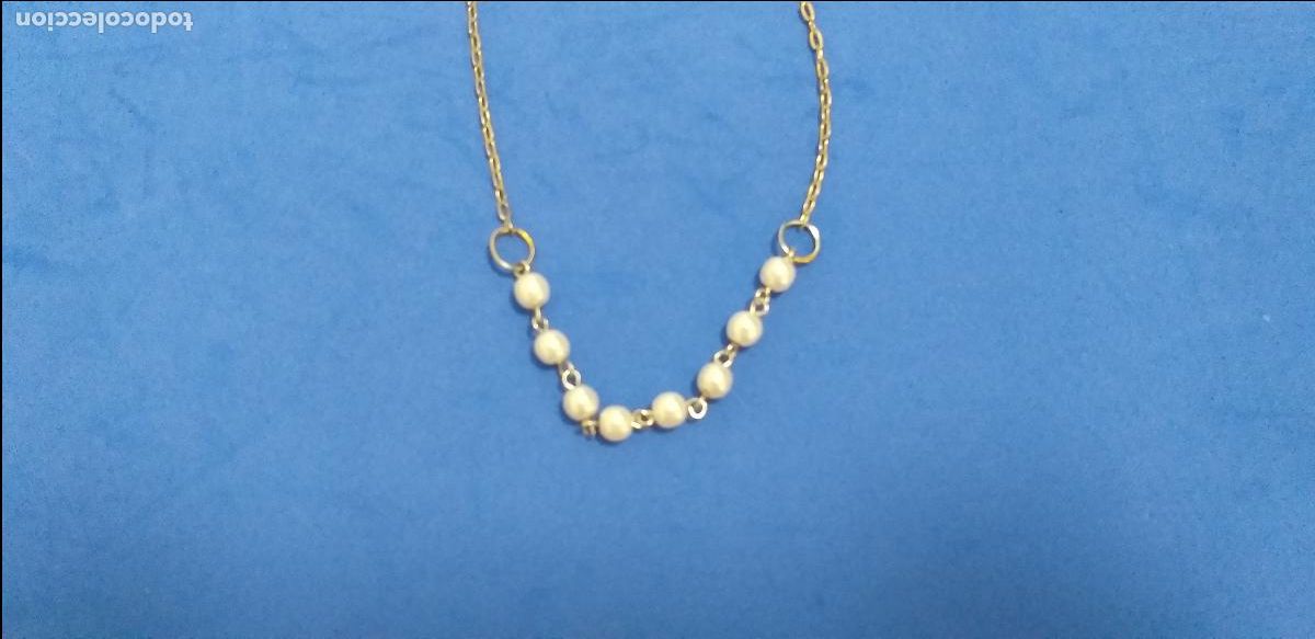 Joyeria: Cadena dorada con abalorios de cuentas blancas - Foto 1