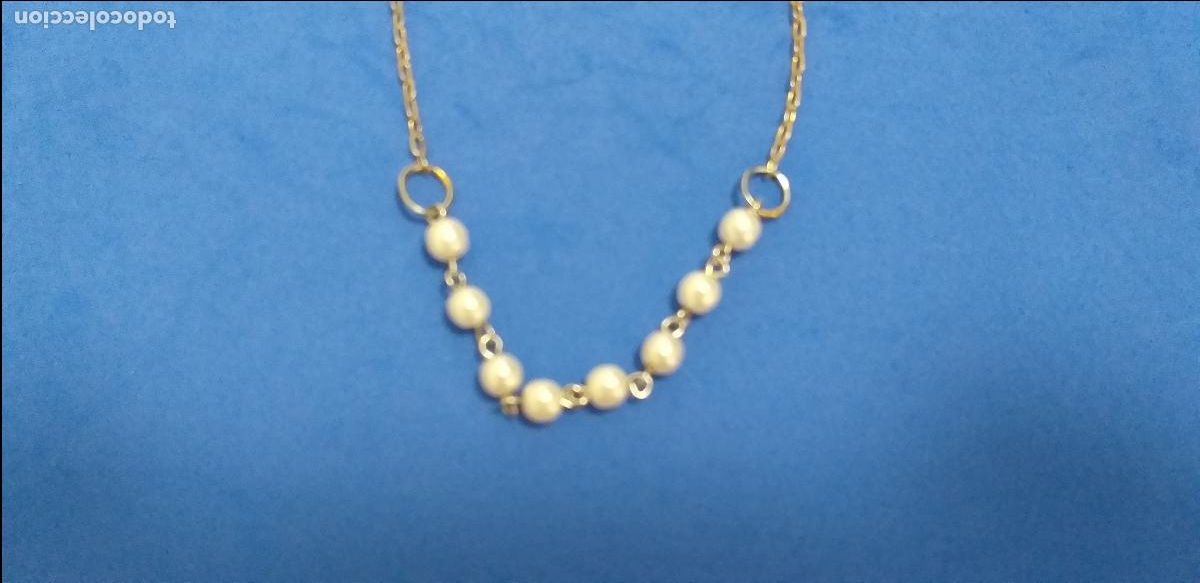 Joyeria: Cadena dorada con abalorios de cuentas blancas - Foto 2