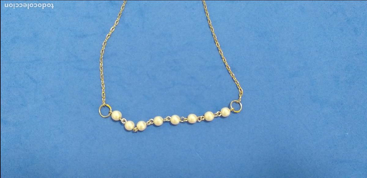 Joyeria: Cadena dorada con abalorios de cuentas blancas - Foto 3