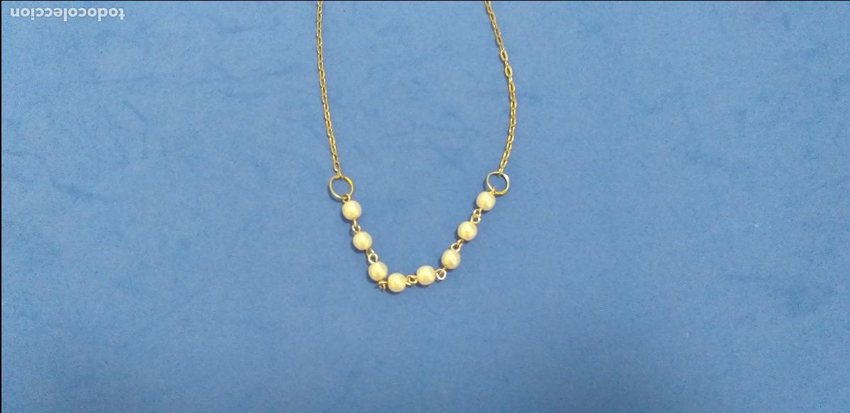 Joyeria: Cadena dorada con abalorios de cuentas blancas - Foto 4