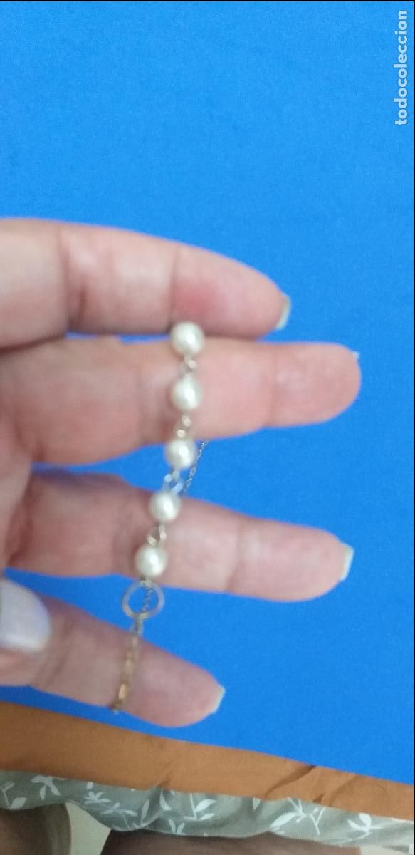 Joyeria: Cadena dorada con abalorios de cuentas blancas - Foto 6