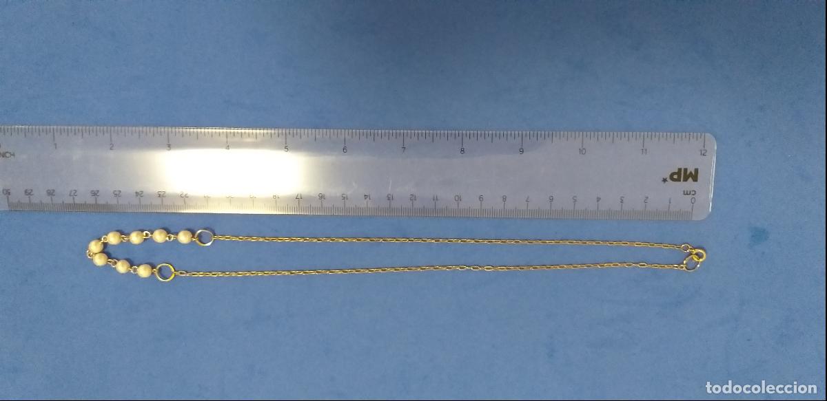 Joyeria: Cadena dorada con abalorios de cuentas blancas - Foto 9