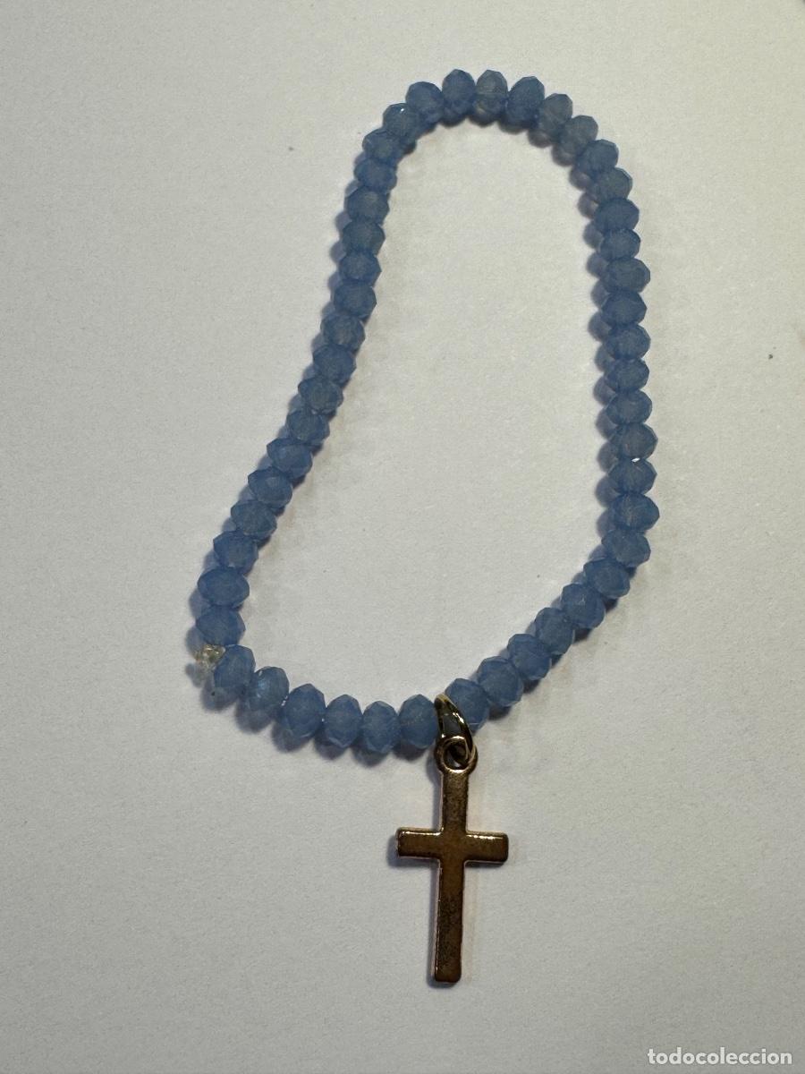 Joyeria: PULSERA EL&Aacute;STICA DE PIEDRAS AZULES Y MINI CRUZ/ COMPRA MIN&Iacute;MA 5 &euro;