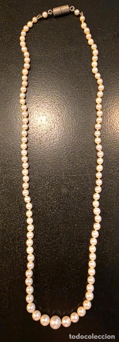 Joyeria: Collar Vintage de Perlas en Degrad&eacute; &ndash; 22 cm Cerrado &ndash; Perla Central Grande y Cierre de Barril